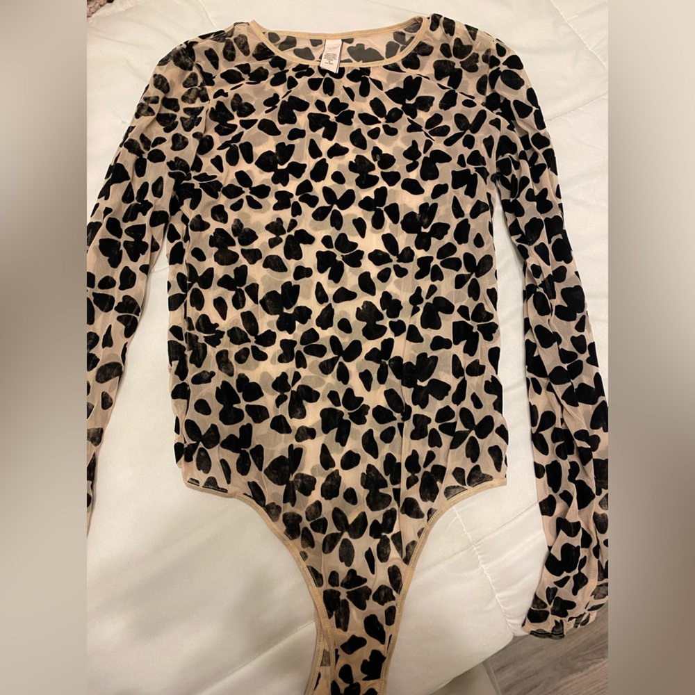 Patch flower polyester bodysuit